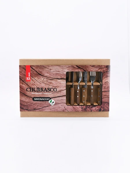 CUCHILLOS Y TENEDORES DE MADERA SET X 12 MARRON