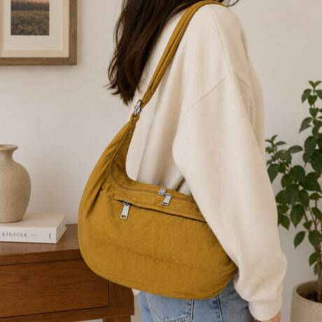 Riñonera grande para viaje Mostaza