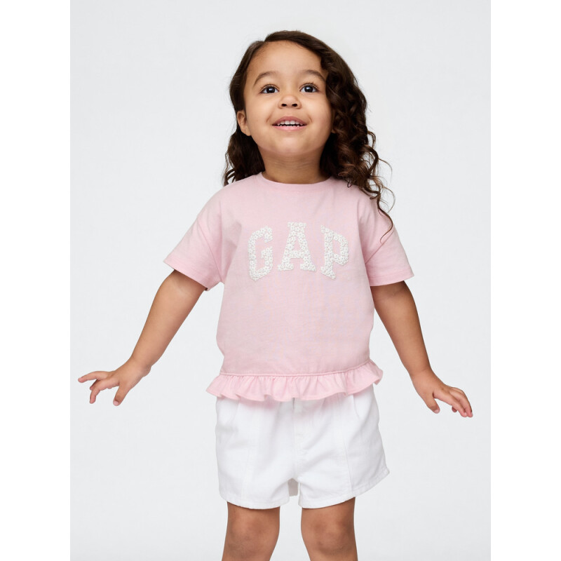 IE SS RUFFLE GR TEE ROSE MIST