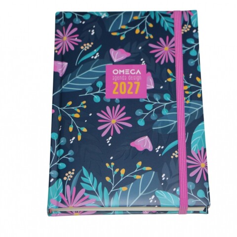 AGENDA OMEGA SEMANA A LA VISTA TAMAÑO A5 AGE20 TAPA AZUL FLORES