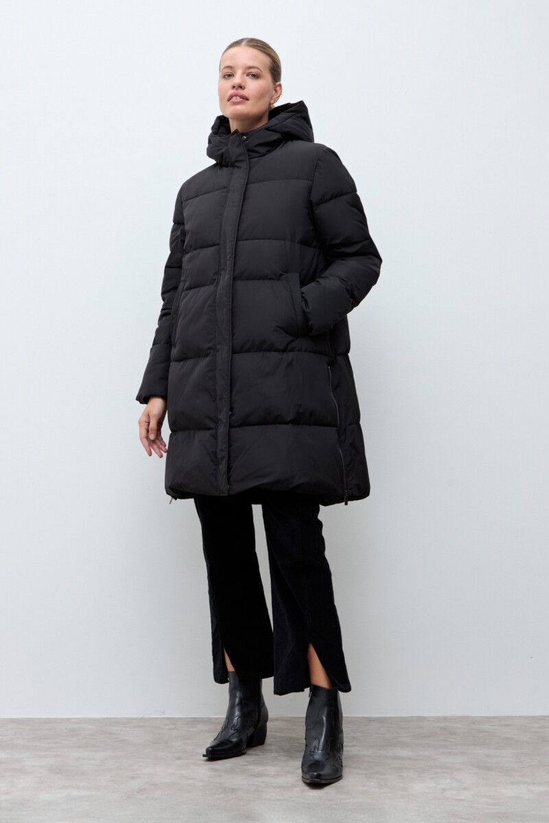 Campera capitoneada cierre lateral - negro 