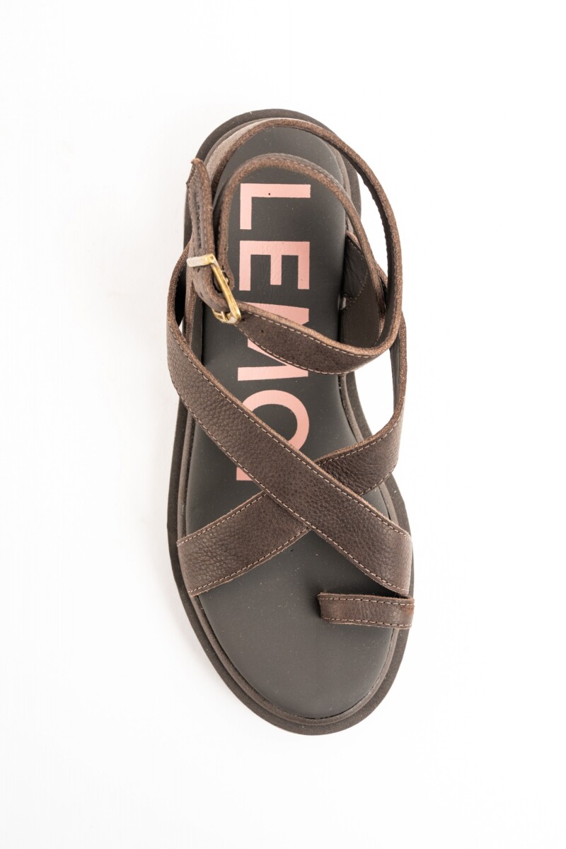 Sandalias Tiras Cruzadas Cuero Chocolate