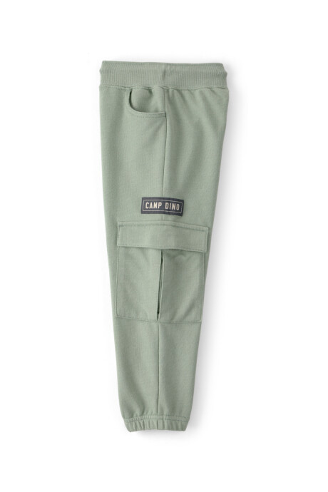 Pantalón cargo deportivo de algodón, verde, estampa camp dino Sin color
