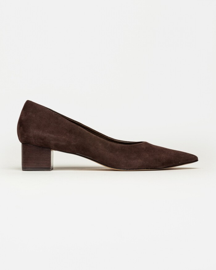 Stiletto Alanis en cuero nobuk Marron