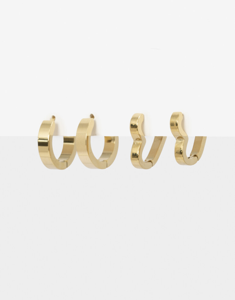 Aros Argollas Set Metal Set De Argollas De Acero - Dorado