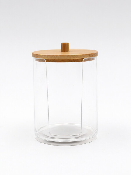 ORGANIZADOR DISCOS ALGODÓN C/BAMBU TRANSPARENTE