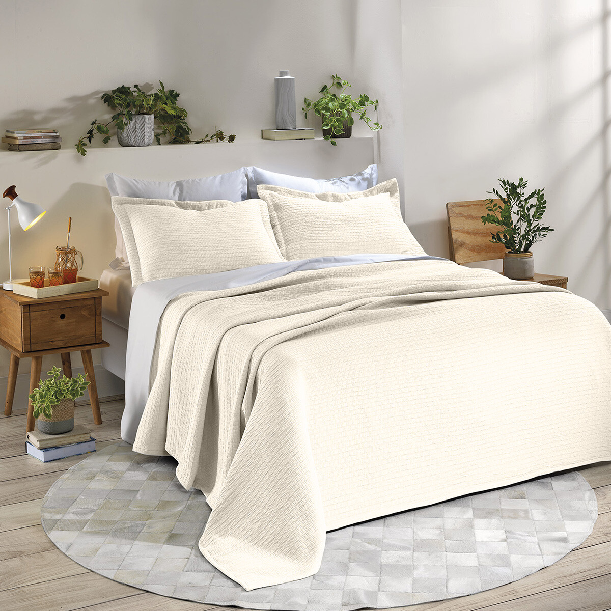 Juego Colcha y Funda Dohler 2 Plaza 100% Microfibra - MARFIL 