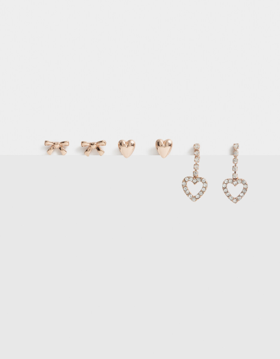 Set De Aros Bañados En Oro Rosa 