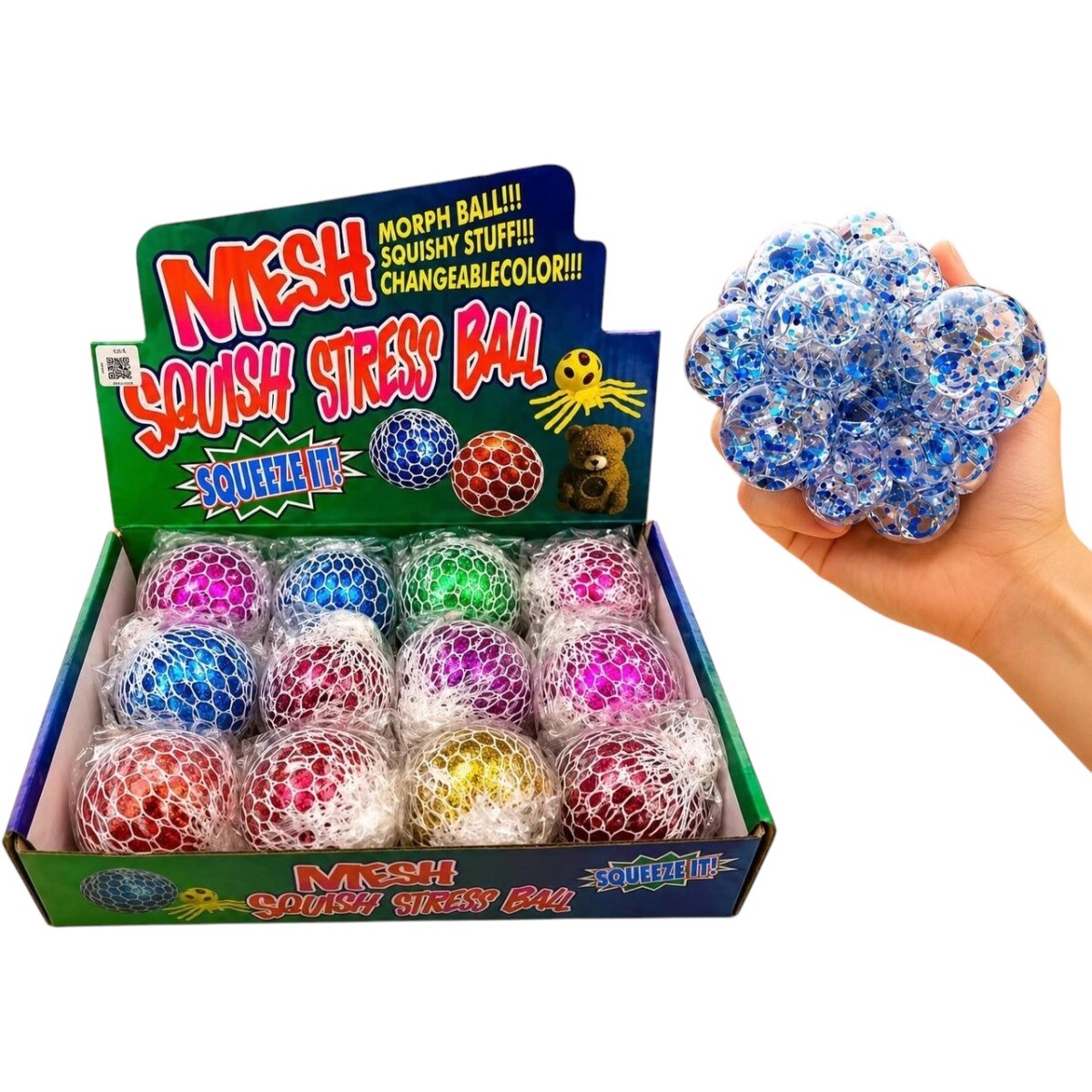 Pelota Squishy con Malla 9 Orbit Antiestres Sensorial 