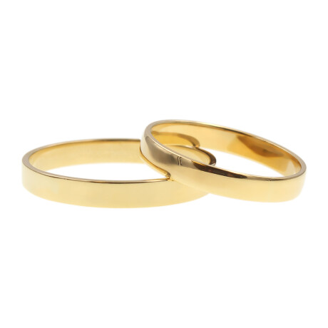 Par de alianza chata en oro amarillo 18k de 3mm Par de alianza chata en oro amarillo 18k de 3mm