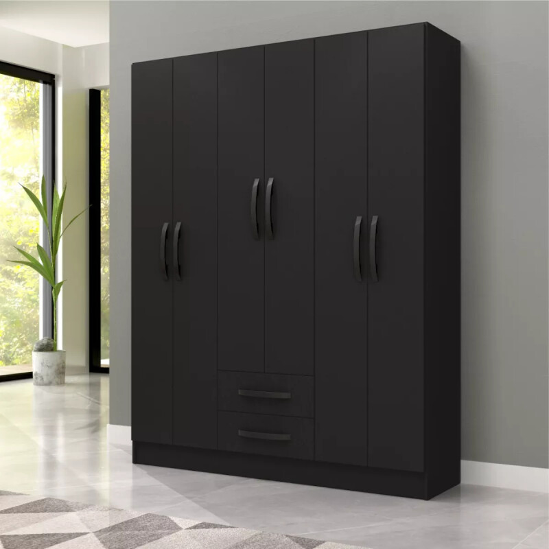 Armario Ropero Mac Mdp 6 Puertas 2 Cajones 9 Estantes Negro Armario Ropero Mac Mdp 6 Puertas 2 Cajones 9 Estantes Negro