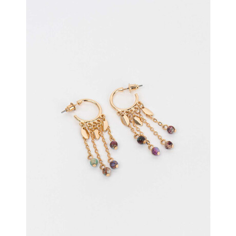 Aros Colgantes Largos Con Piedras Dorado