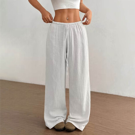 Set 2 Pantalones Palazzo Dama Tipo Lino Anchos Verano Blanco