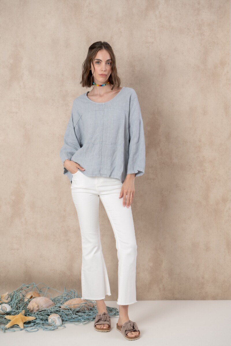 Blusa de lino - Azul piedra 