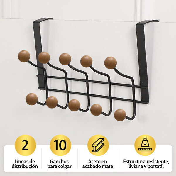 Perchero Para Puerta Organizador Moderno Acero Y Puntas Madera Percha Ropa 10 Ganchos Imback Perchero Para Puerta Organizador Moderno Acero Y Puntas Madera Percha Ropa 10 Ganchos Imback