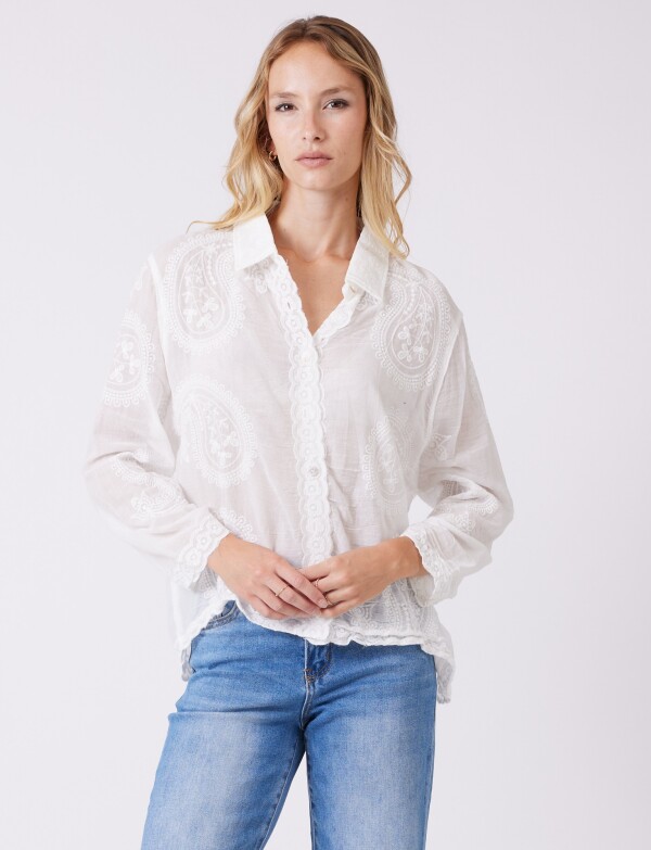 Camisa Algodon Broderie BLANCO