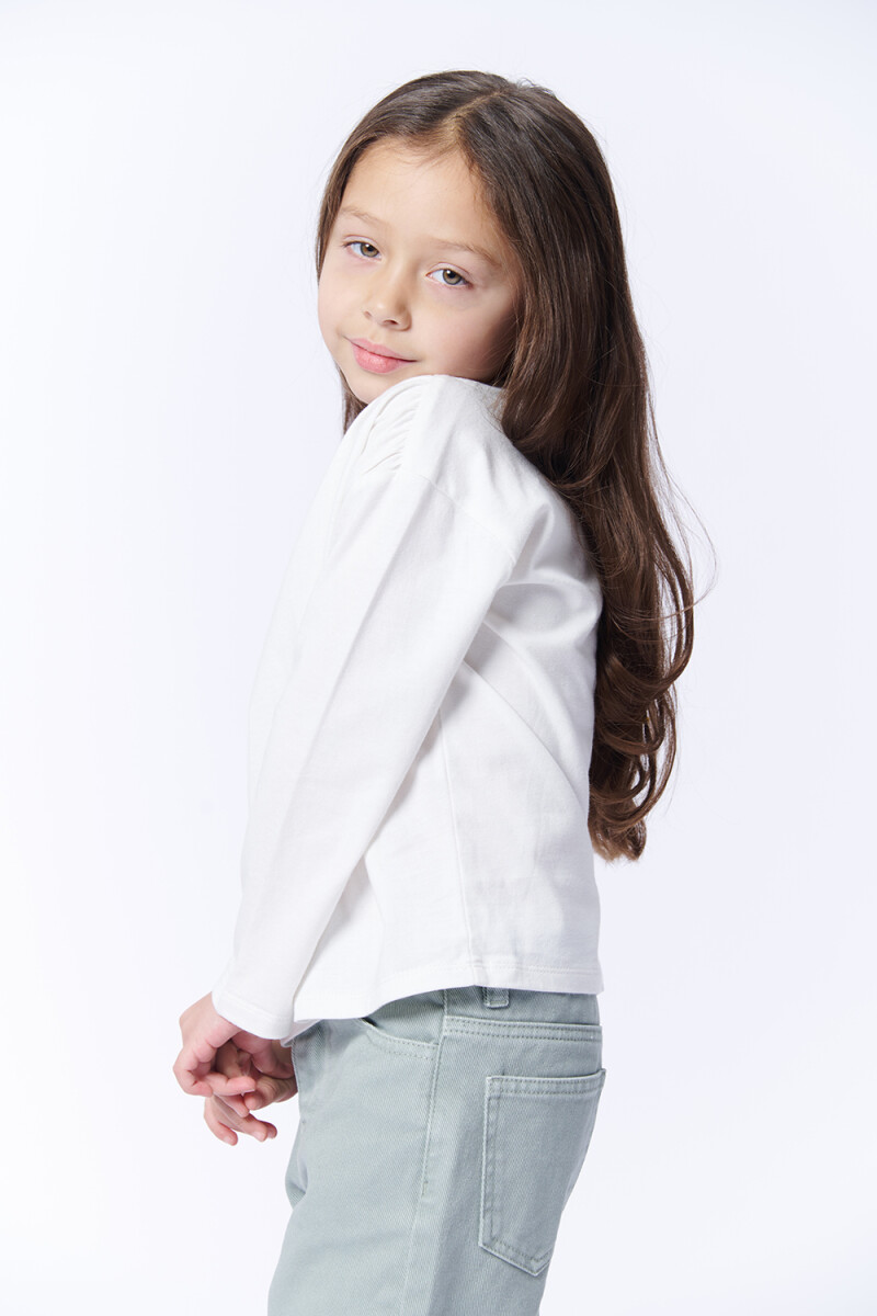 Blusa manga corta broderie Cruda