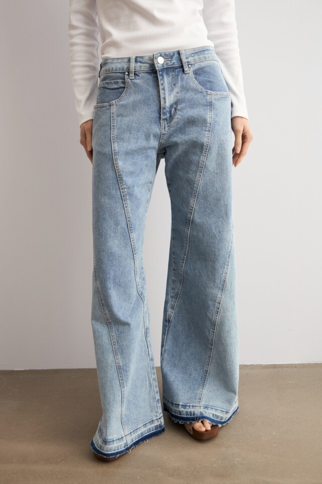 Jean wide leg Basia bicolor jean medio