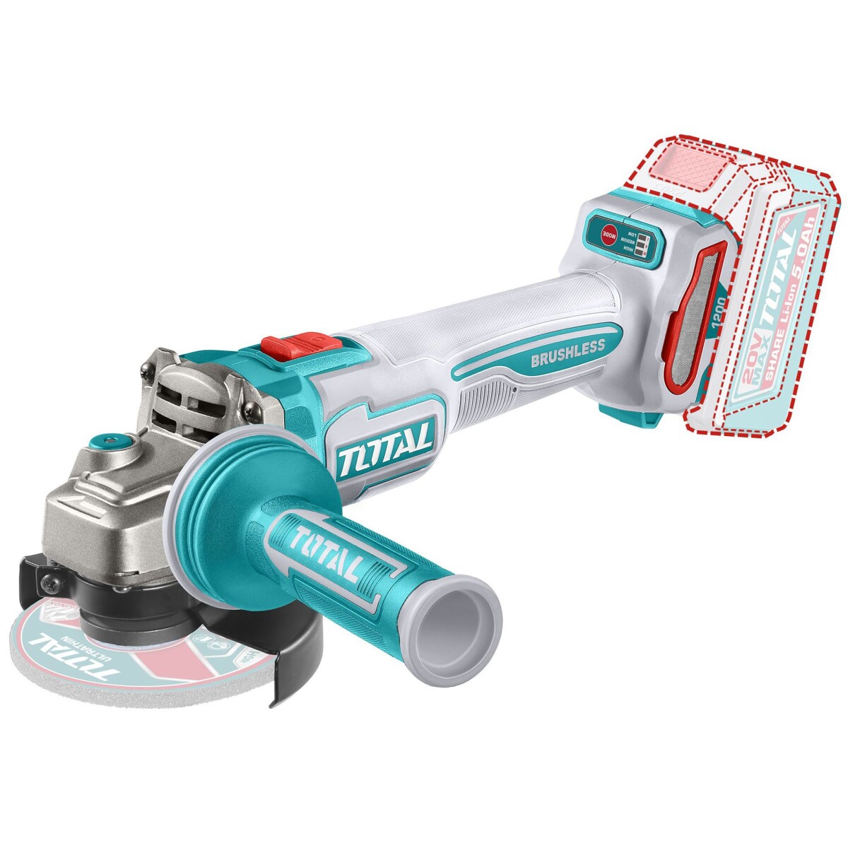 Amoladora Angular 4.1/2" Inalámbrica A Batería 20v - Sin Carbones 