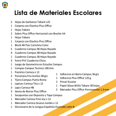 Lista de Materiales Escolares Colegio Sagrado Corazón - 3º Escuela Lista de Materiales Escolares Colegio Sagrado Corazón - 3º Escuela