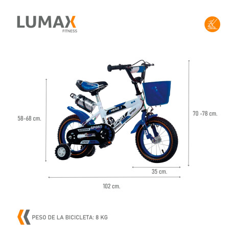 Bicicleta Rodado 14 Con Canasto Y Caramañola Niño Niña Lumax Azul