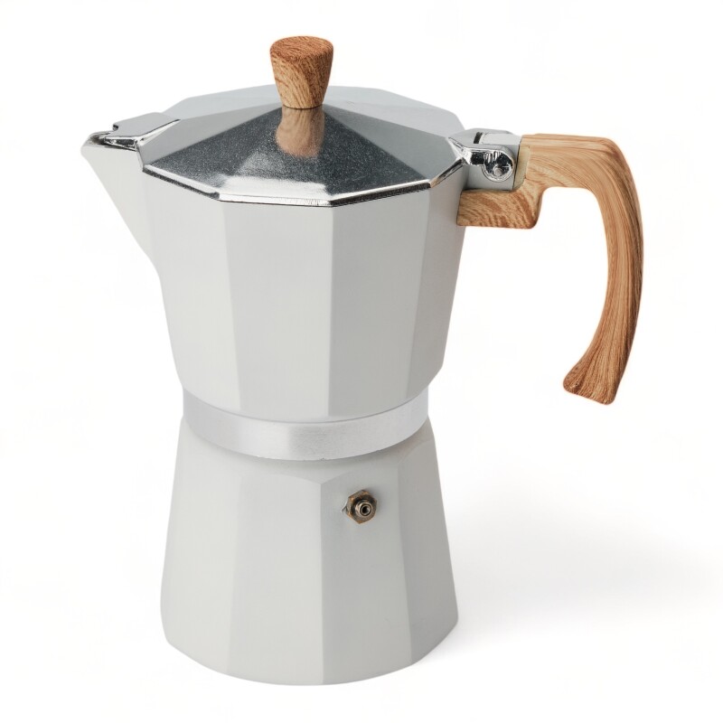 Cafetera Italiana Espresso 6 Tazas Aluminio Blanco