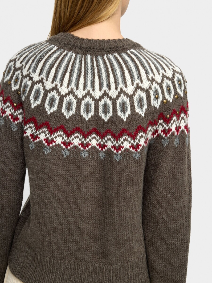 Jersey De Punto Jacquard gris