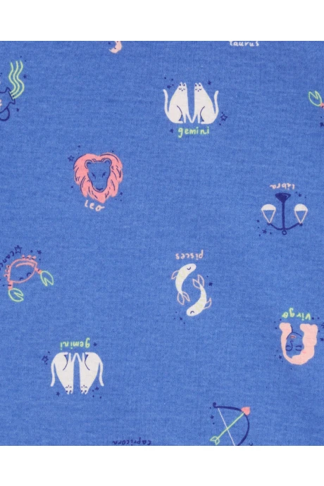 Pijama cuatro piezas de algodón, dos bermudas y dos remeras manga corta diseño zodíaco Pijama cuatro piezas de algodón, dos bermudas y dos remeras manga corta diseño zodíaco