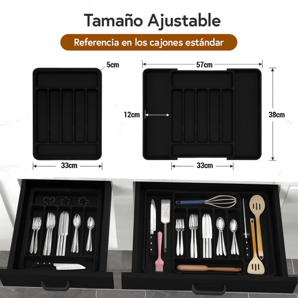 Organizador Cubiertos Extensible Cajon Utensilios Cubertero IMBACK Negro Organizador Cubiertos Extensible Cajon Utensilios Cubertero IMBACK Negro