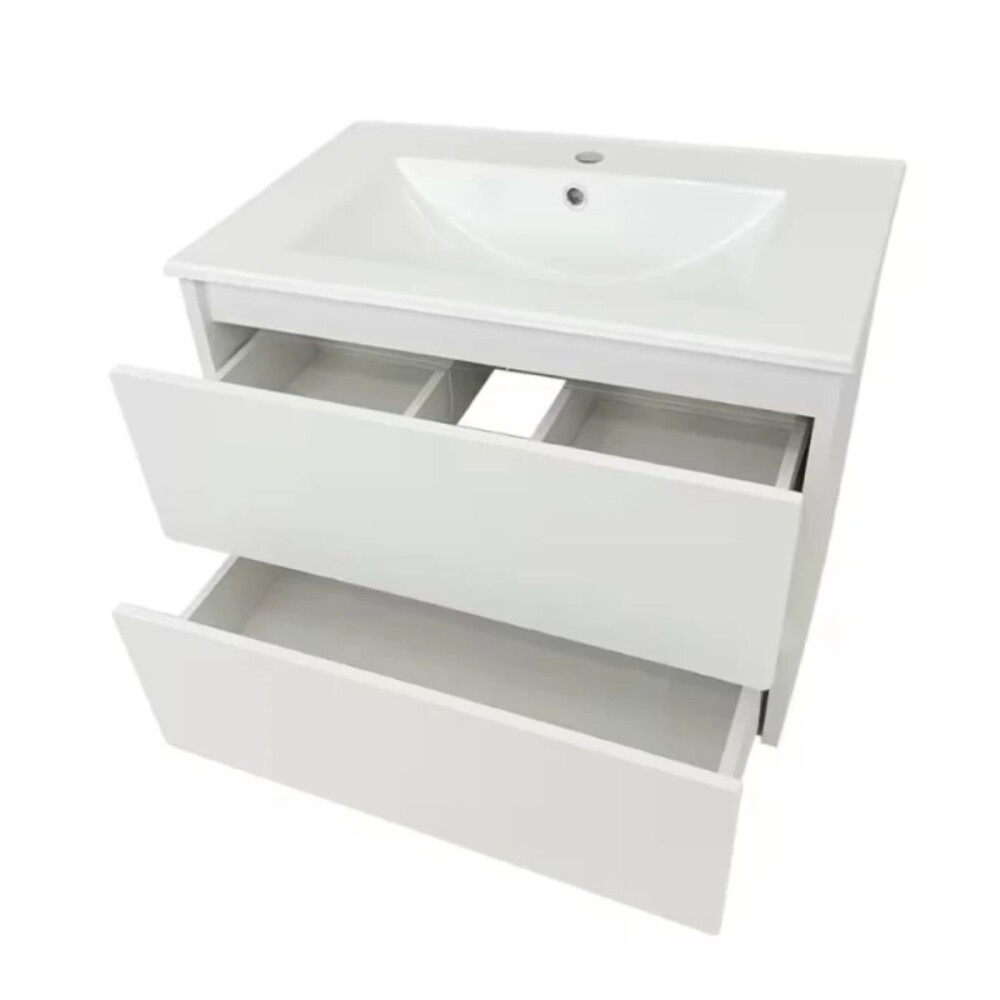 Mueble de baño suspendido Blanco Dmc y espejo botiquín 75 cm Vip blanco Mueble De Baño Suspendido Blanco Dmc Y Espejo Botiquín 75 Cm Vip Blanco