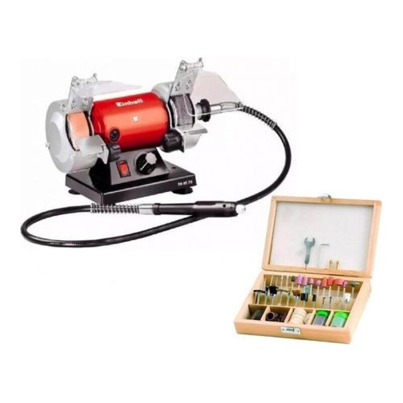 Amoladora de banco Einhell con puntero flexible120W + accesorios Rojo
