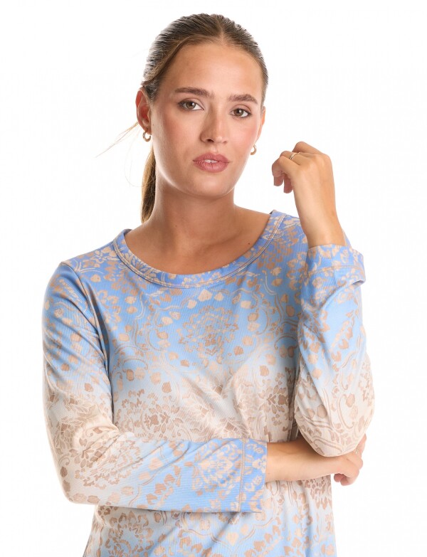 Remera Soft Print MULTI/CELESTE
