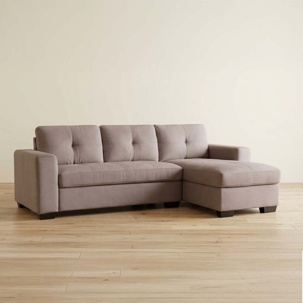 SOFÁ C/CHAISE MÁS DE 4 CUERPOS TELA MARRON DETROIT TAUPE