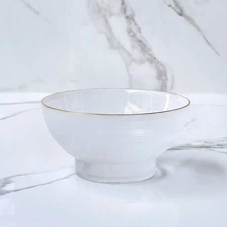 Bowl Ensaladera Vidrio Borde Dorado Ø20cm x Alto 10cm Bowl Ensaladera Vidrio Borde Dorado Ø20cm x Alto 10cm