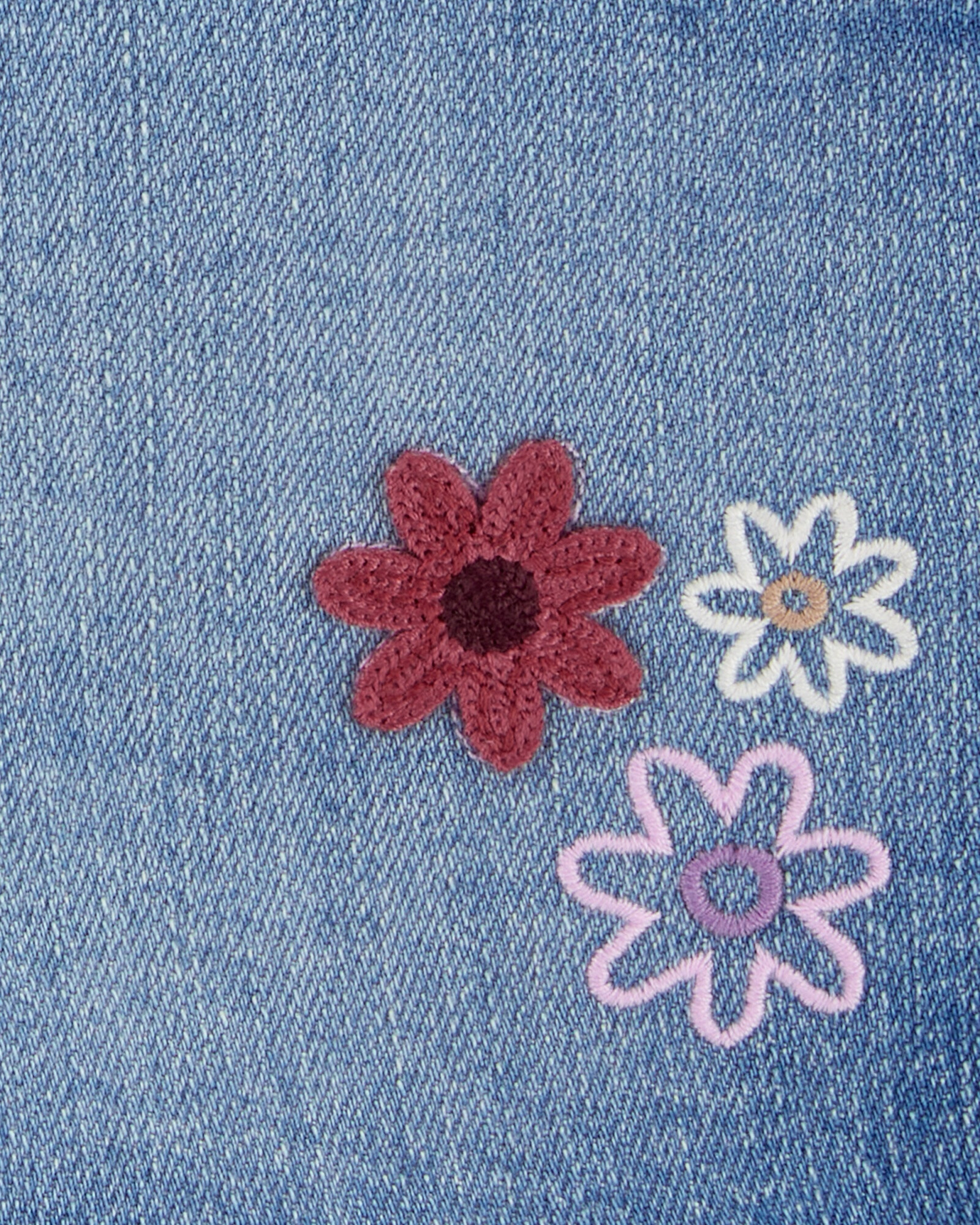 Short jean con bordado floral Sin color