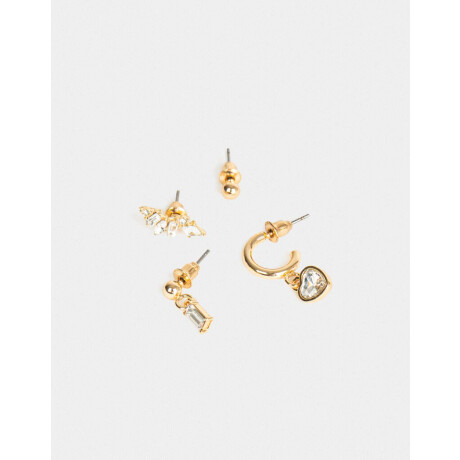 Set De Aros Con Strass Dorado