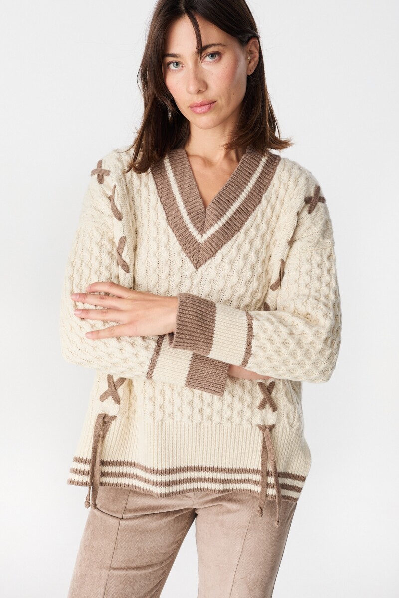 Sweater Preppy - Crudo/Vison 