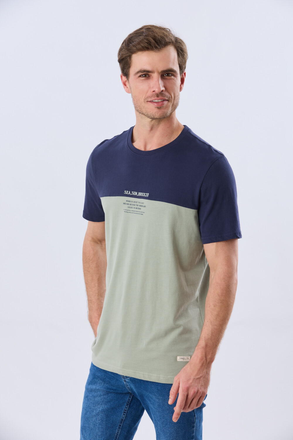 REMERA RAYADA DE ALGODÓN Pistacho