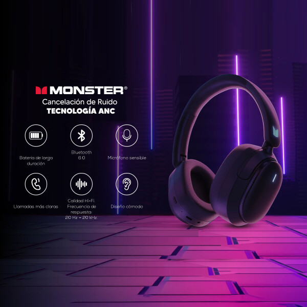 Auricular Monster Xkh01 Mkii Bluetooth Con Anc AURICULAR MONSTER XKH01 BLUETOOTH NEGRO