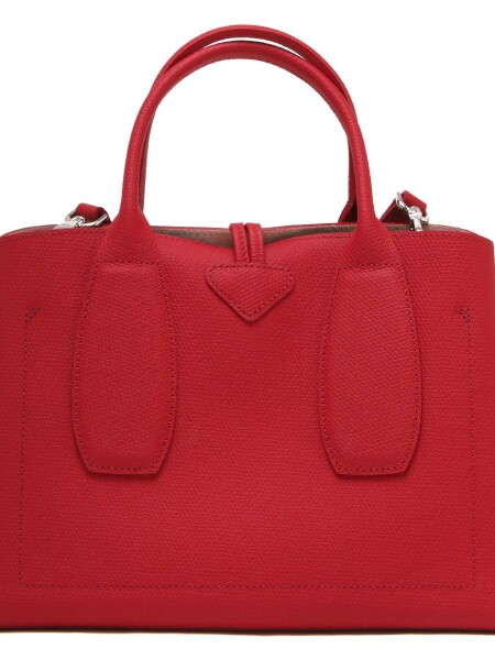 Longchamp -Cartera de cuero con gran capacidad, Roseau Rojo