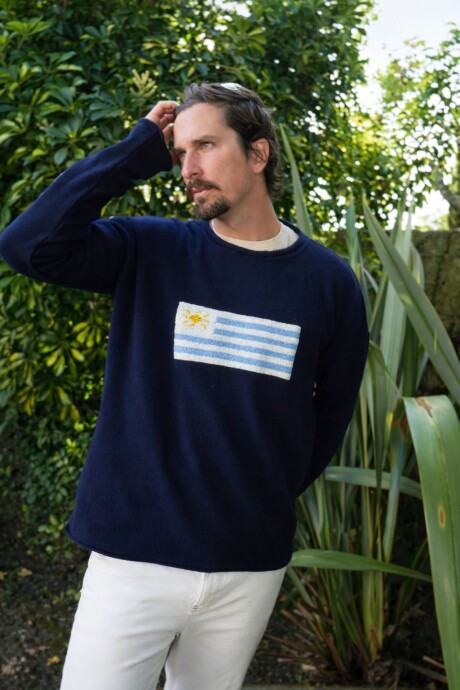 Flag Wool Sweater Men Azul Marino