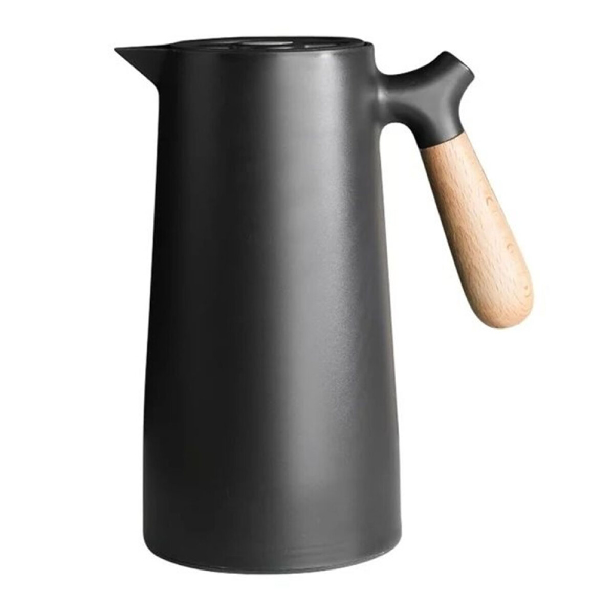Jarra Térmica de 1Lt en Plástico y Mango Ergonómico Madera - Negro 