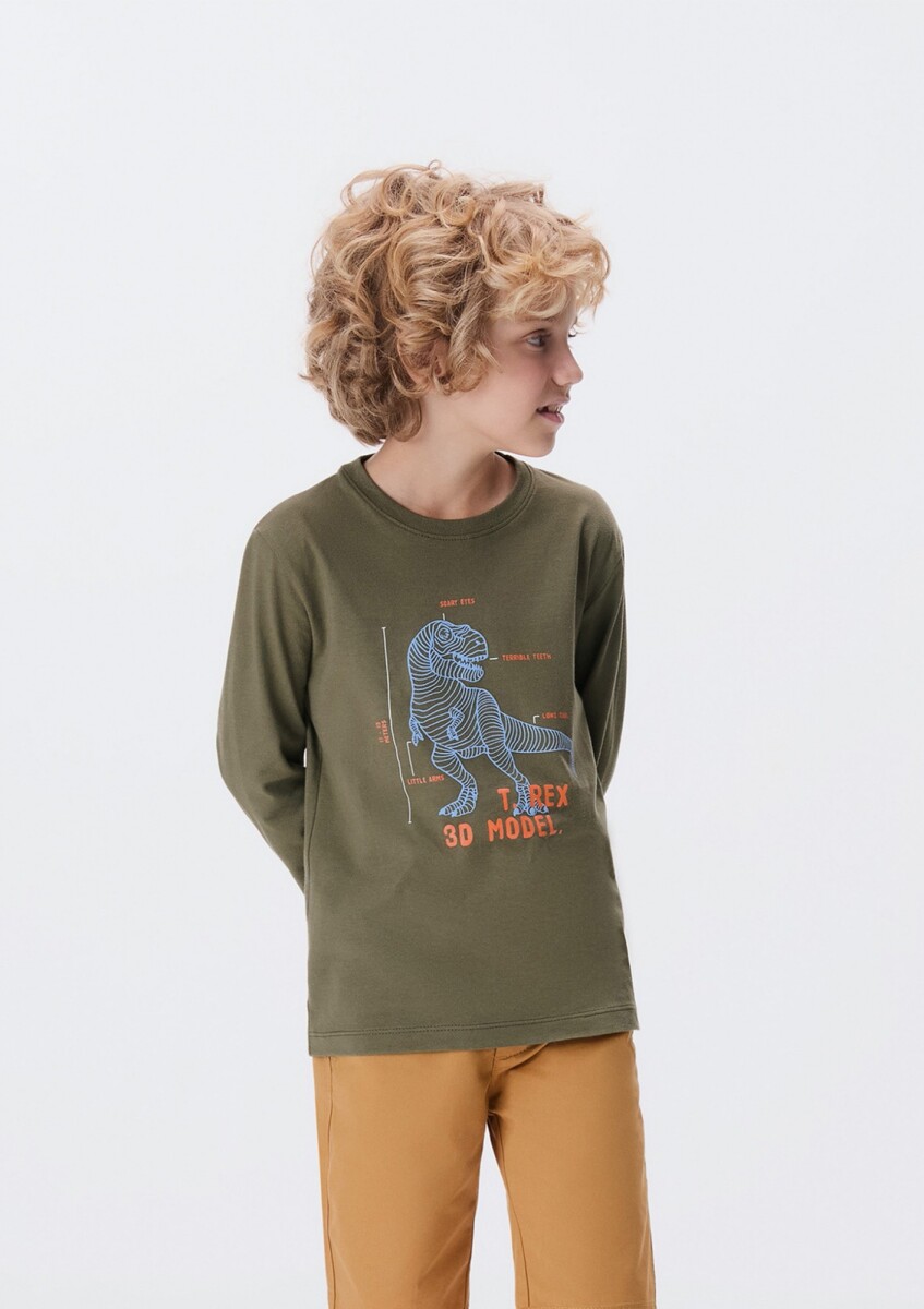 CAMISETA INFANTIL CON ESTAMPA - VERDE 