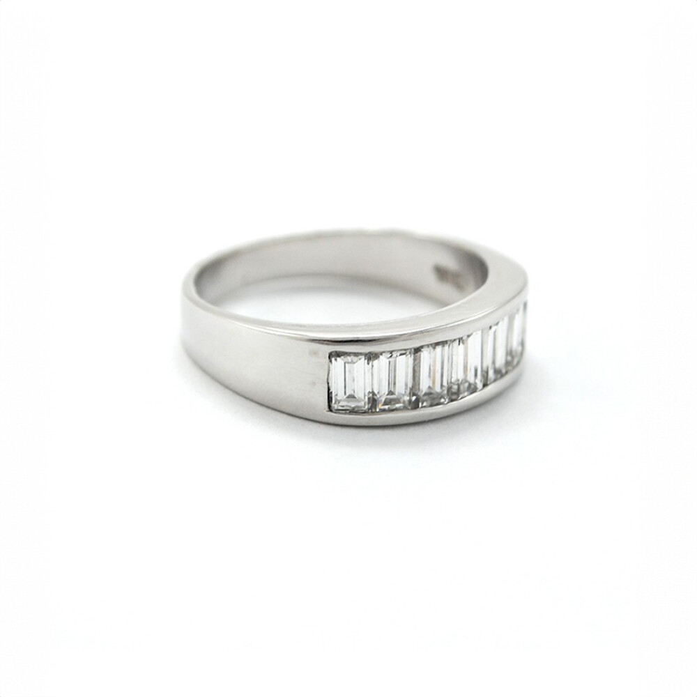 Anillo Oro 18K Blanco Y 7 Brillantes Baguettes Anillo Oro 18K Blanco Y 7 Brillantes Baguettes