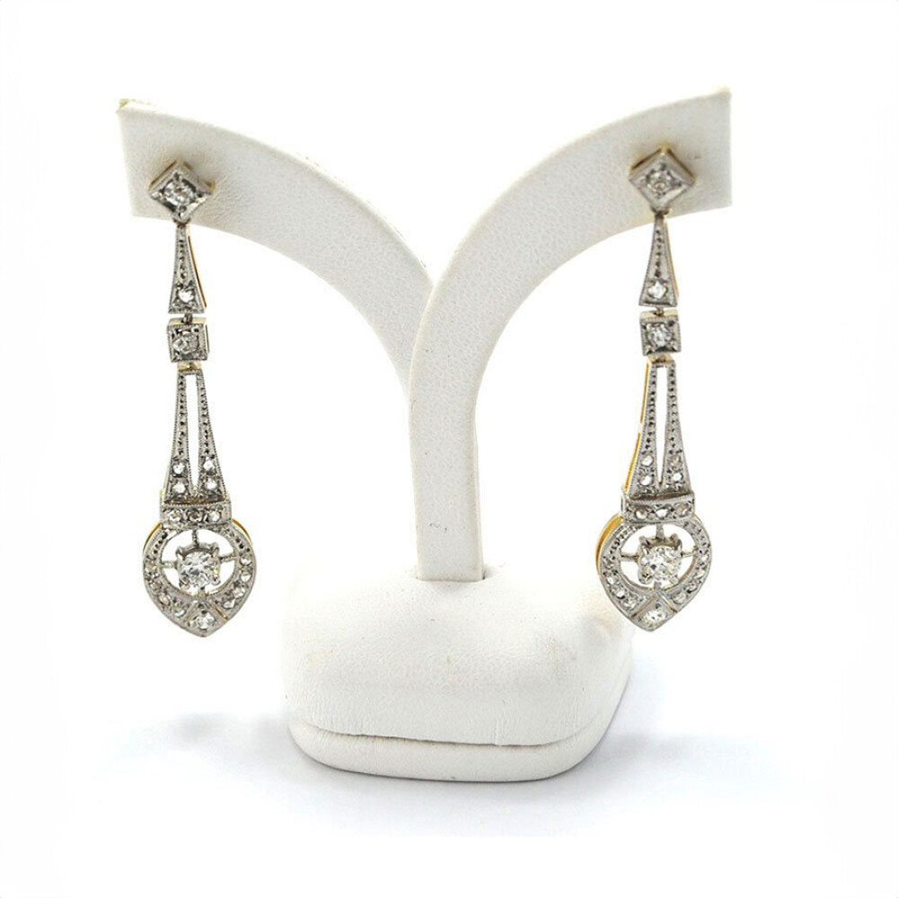 Caravanas Antiguas Oro 18K, Platino Brillantes Y Diamantes Caravanas Antiguas Oro 18K, Platino Brillantes Y Diamantes