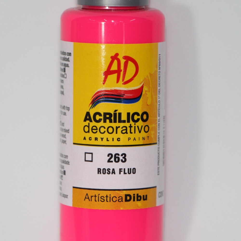 PINTURA ACRILICA ARTISTICA DIBU 60 ML. DIFERENTES COLORES COLOR ROSADO FLUO 263