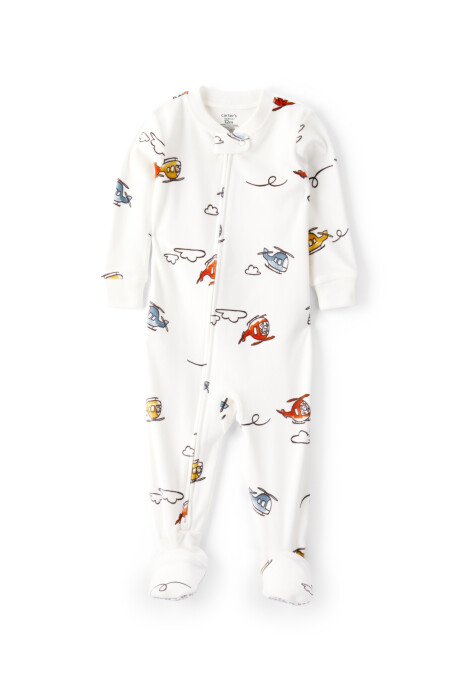Pijama una pieza de micropolar, con pie, diseño helicópteros Sin color