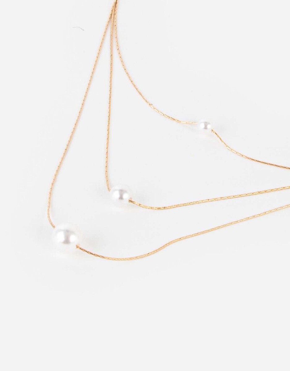 Collar Corto Con Perlas - Dorado 