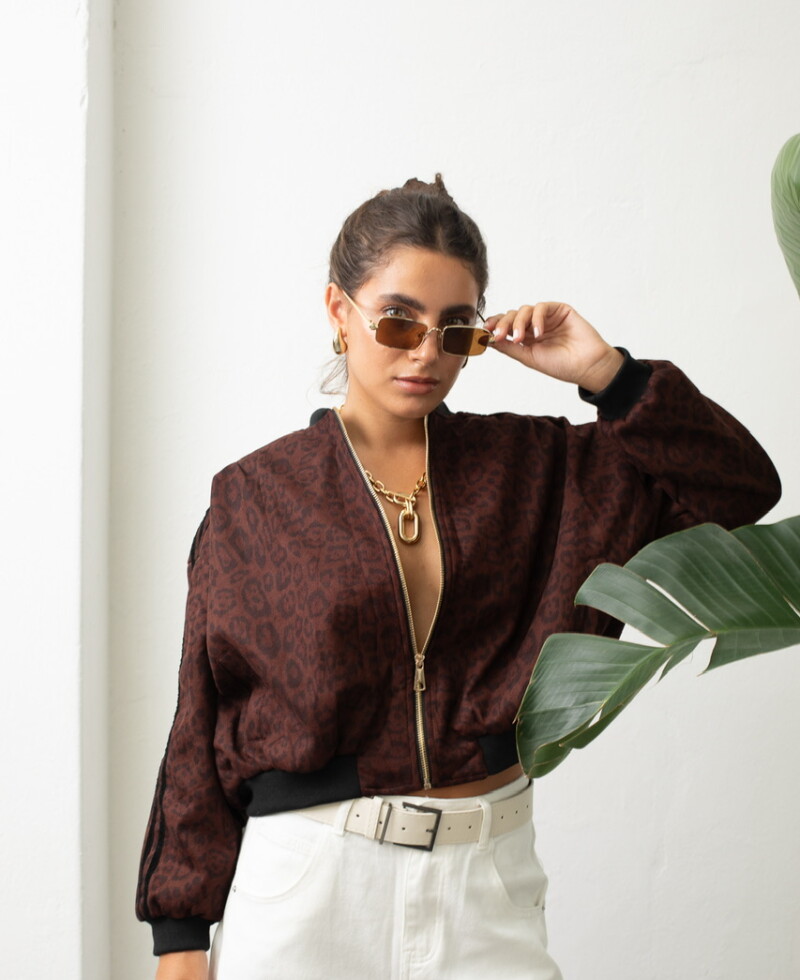 Campera Print gamuza bordó