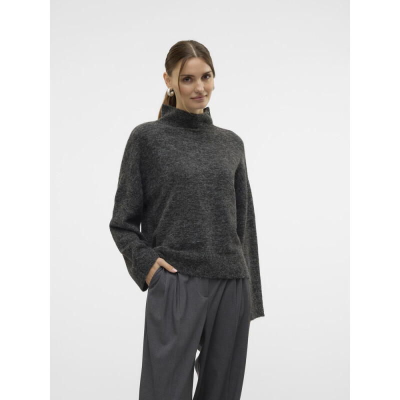 VMOKANNI LS HIGH NECK KNIT VMA Dark Grey Melange